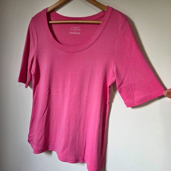 NEW W/O TAGS TALBOTS THE TALBOTS TEE PINK SCOOP NECK TEE SIZE M - Picture 2 of 15